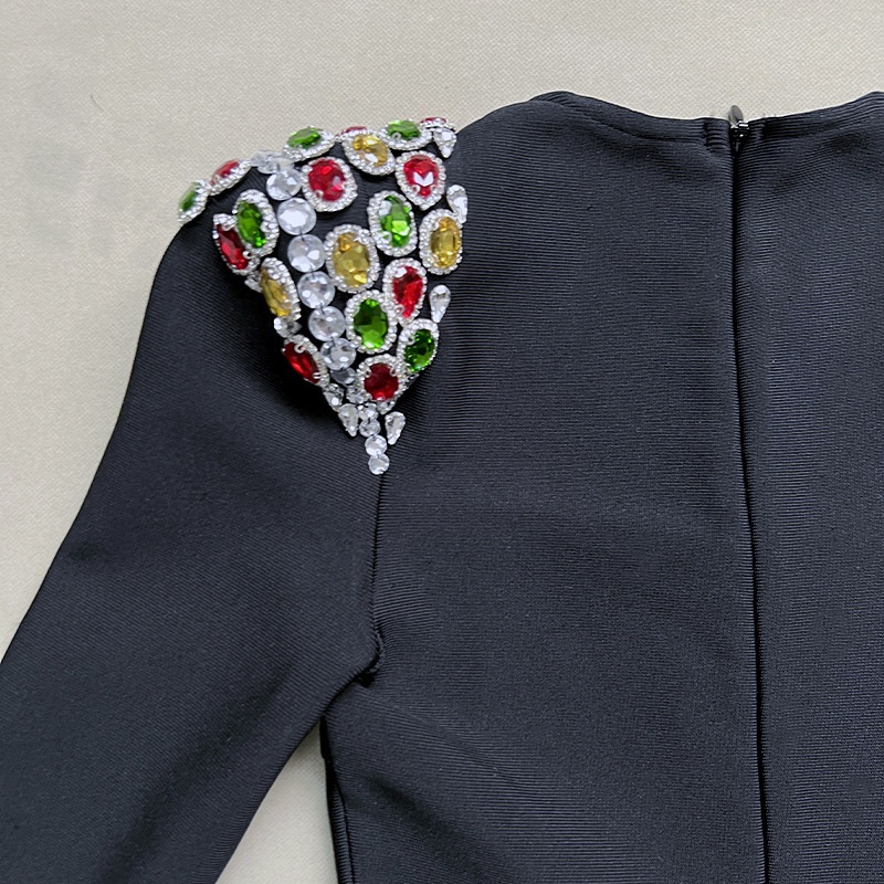 Robe de soirée longue ChicShe haut de gamme, ornée de diamants colorés et travaillés avec soin, idéale pour le commerce extérieur. Robe bandage_voghion.com