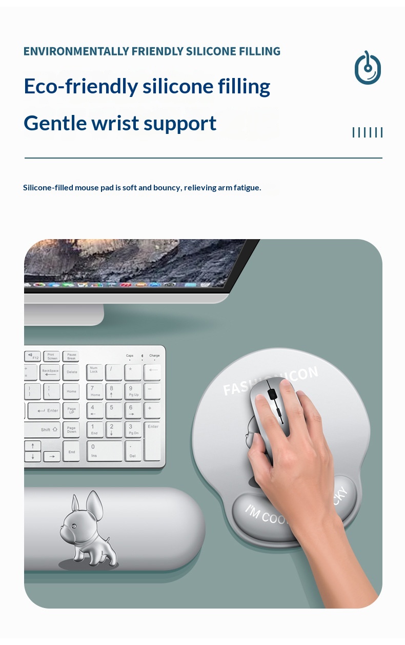 NeoGear NeoGear NeoGear Neue Maus-Tastatur-Handauflage, trendiges, niedliches, rutschfestes Handgelenkpolster, Französische Bulldogge 3D, Großhandel_voghion.com