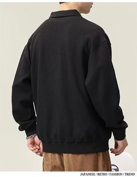 Chłopięca koszulka polo męska American High Street z długim rękawem 2023 Nowa biała kurtka z kołnierzykiem wiosenno-jesienna_voghion.com