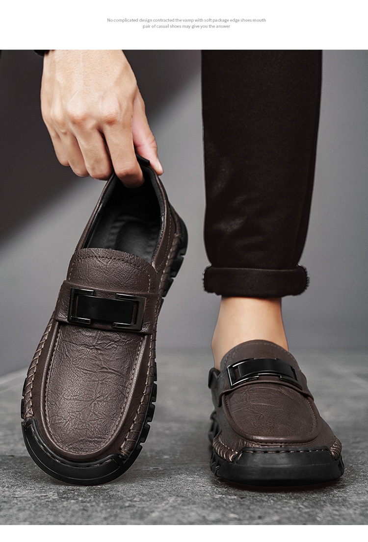 Voyage Cross-Border Export Large Size Hand-Sewn Casual Soft Sole Wide Toe Business Leather Shoes Men's Slip-On Loafers_voghion.com