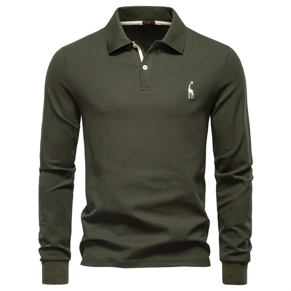 boy Boy POLO Shirt Versatile Top High-quality Polo Men's 2025 Solid Color Autumn Casual Turn-down Collar Long Sleeve_voghion.com