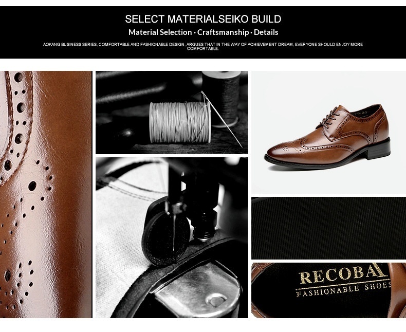 Voyage 2024 Nuovo stile, scarpe formali con aumento di altezza per uomo, in vera pelle, brogue, da ufficio, da uomo, da sposa_voghion.com