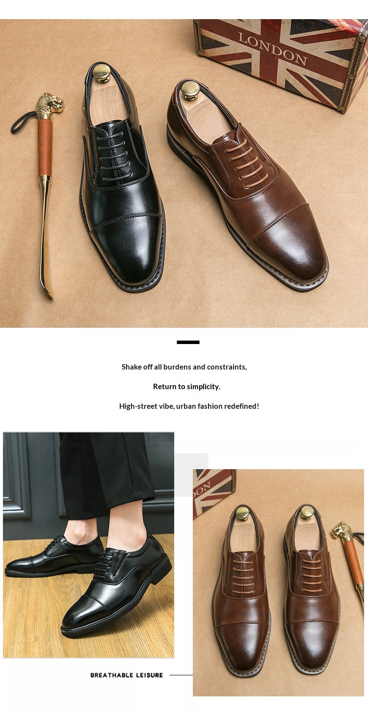 Voyage Sprig Ad Autunno Nuovo Britannico Busiess Formale Me's Casual Pendolare Punta Rialzata Altezza Crescente Scarpe Derby con Lacci_voghion.com