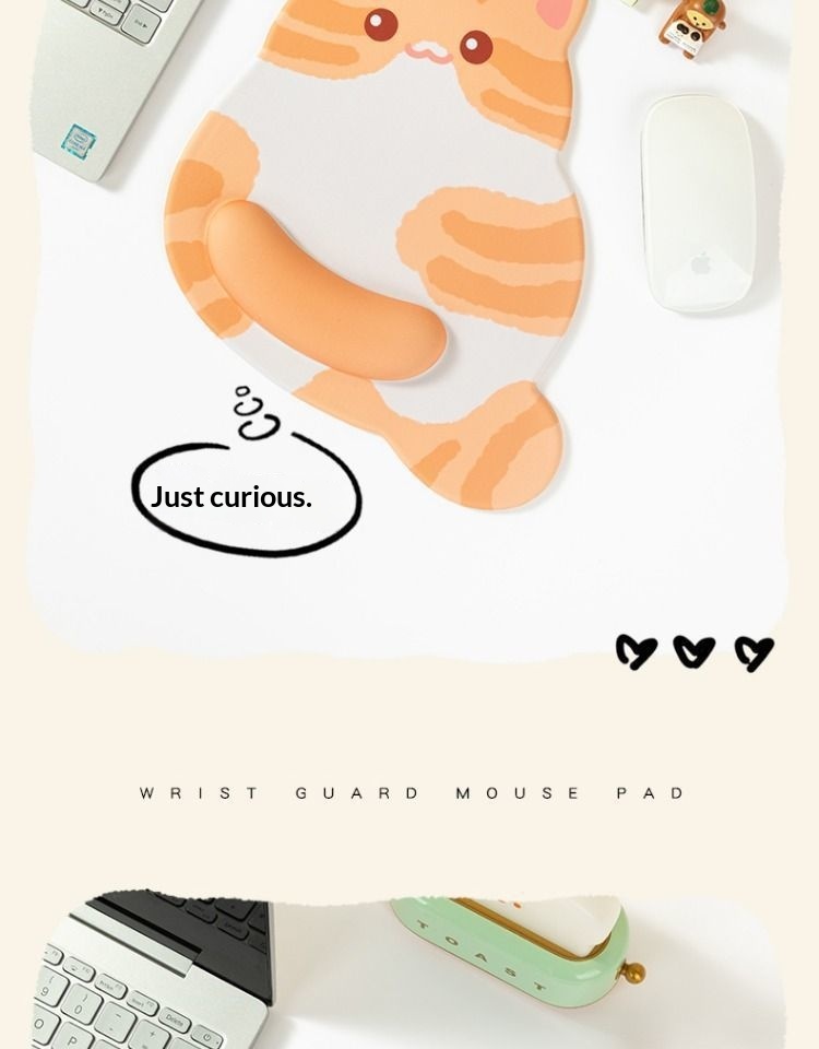 NeoGear NeoGear NeoGear Carino, resistente allo sporco, supporto per il polso, tappetino per mouse 3D, semplice e portatile, piccolo gatto arancione, scrivania da ufficio, fascia alta_voghion.com