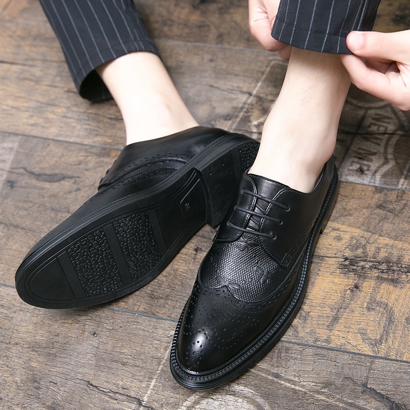 Voyage 2025 New Korean Style Brogue Men's British Business Formal Leather Hairstylist Work Trendy Shoes_voghion.com