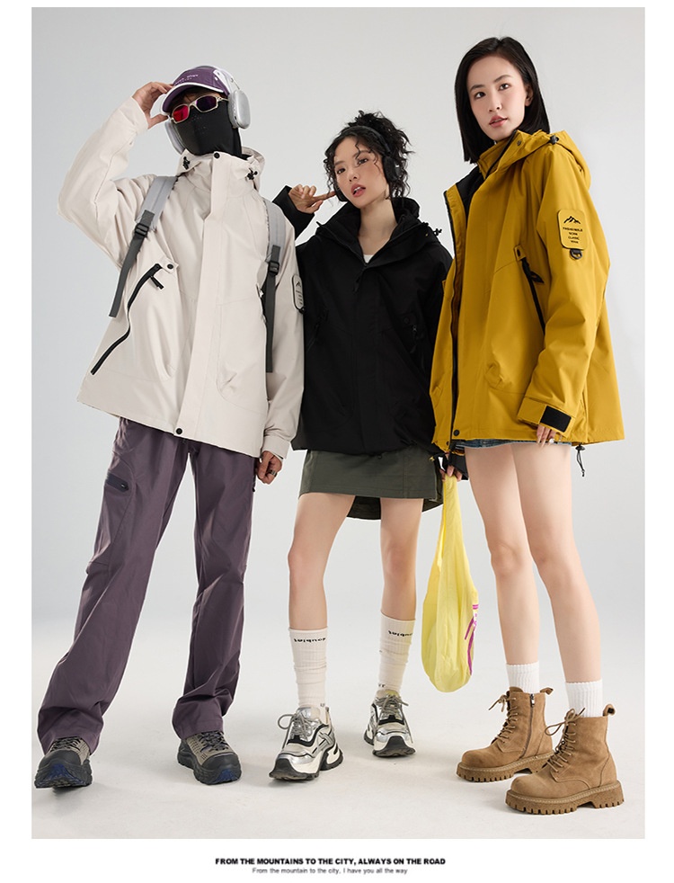 Boy Mountain Style Damen 3-in-1 Jacke Herren Outdoor Winddicht Wasserdicht Locker Übergröße Mantel Herausnehmbares Innenfutter_voghion.com