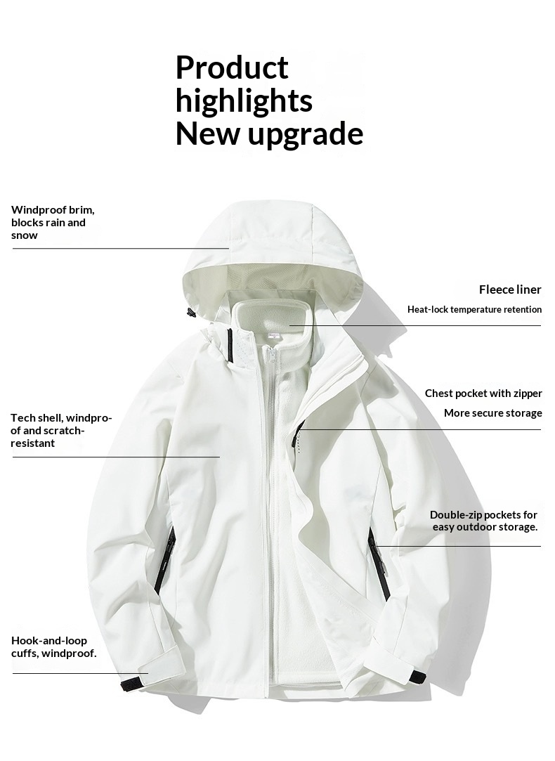 Boy Mountain Style Damen 3-in-1 2024 Neue heiße Herbst-Winter-Paar-Winddichte Wasserdichte Skijacke Herren_voghion.com