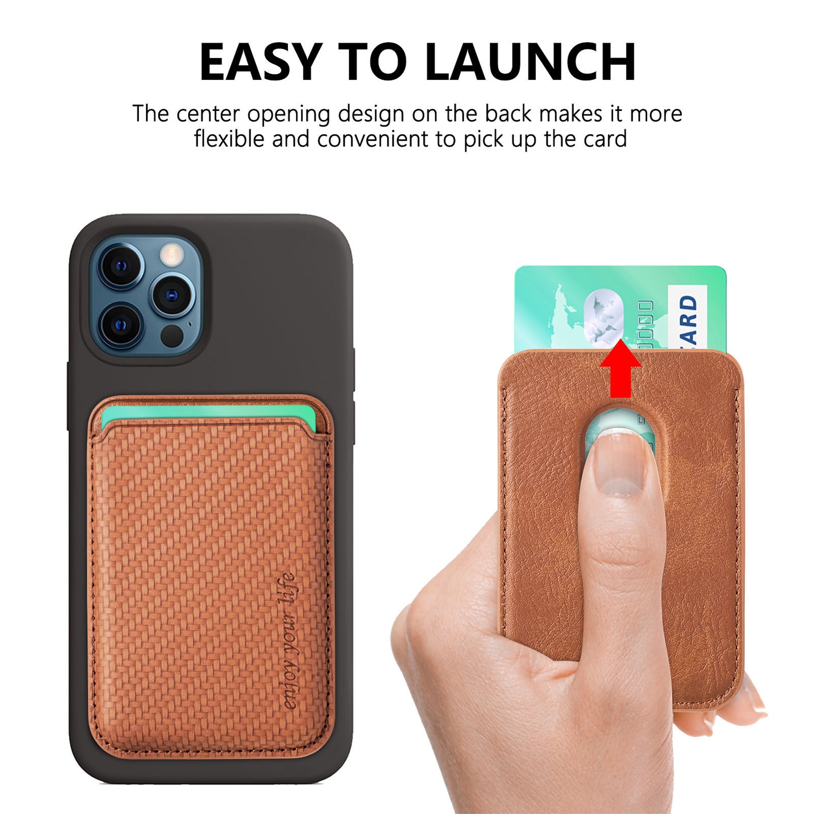 TechGlobe Compatible With Magnetic Fiber Texture Back Sticker IPhone 15 Holder Wallet Style Card Slot Case_voghion.com