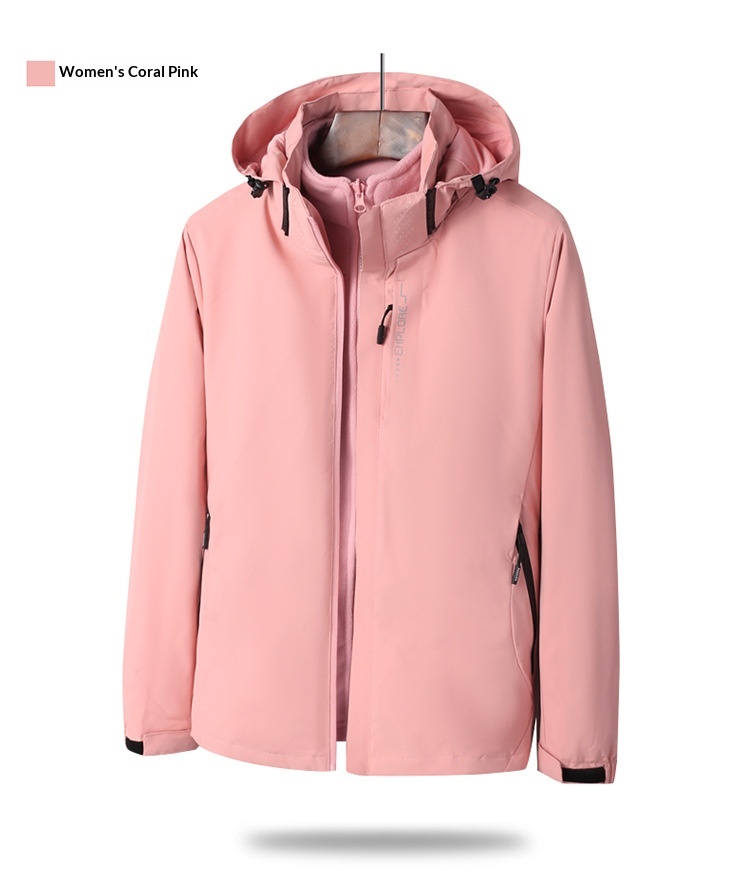 Boy Herren- und Damen 3-in-1 abnehmbare zweiteilige Outdoor-Jacke, winddicht und wasserdicht, Reise- und Bergsteigerbekleidung_voghion.com