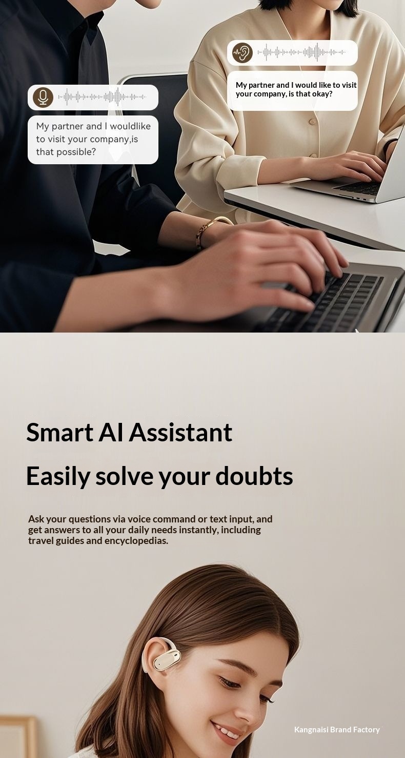 Écouteurs intra-auriculaires Bluetooth NeoGear 2025 : nouvelle technologie sans fil, conduction ouverte, IA, traduction intelligente, autonomie ultra longue, réduction du bruit pour le sport_voghion.com