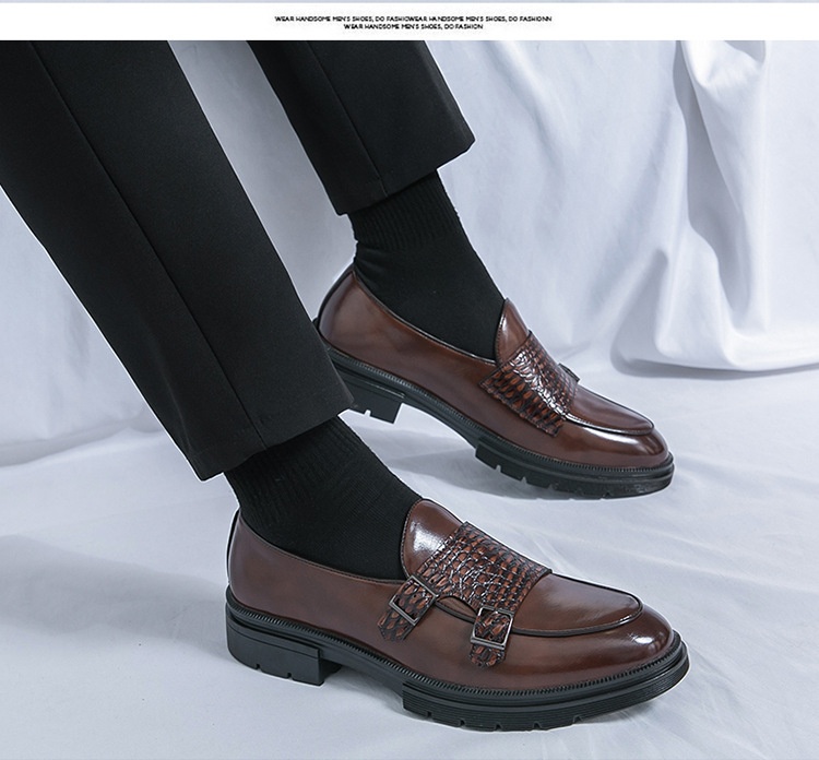 Voyage Vintage Casual Slip-On Herrenschuhe aus Leder mit doppelter Schnalle, Herbst/Winter, spitz zulaufend, Business-Stil, Monk-Schuhe_voghion.com