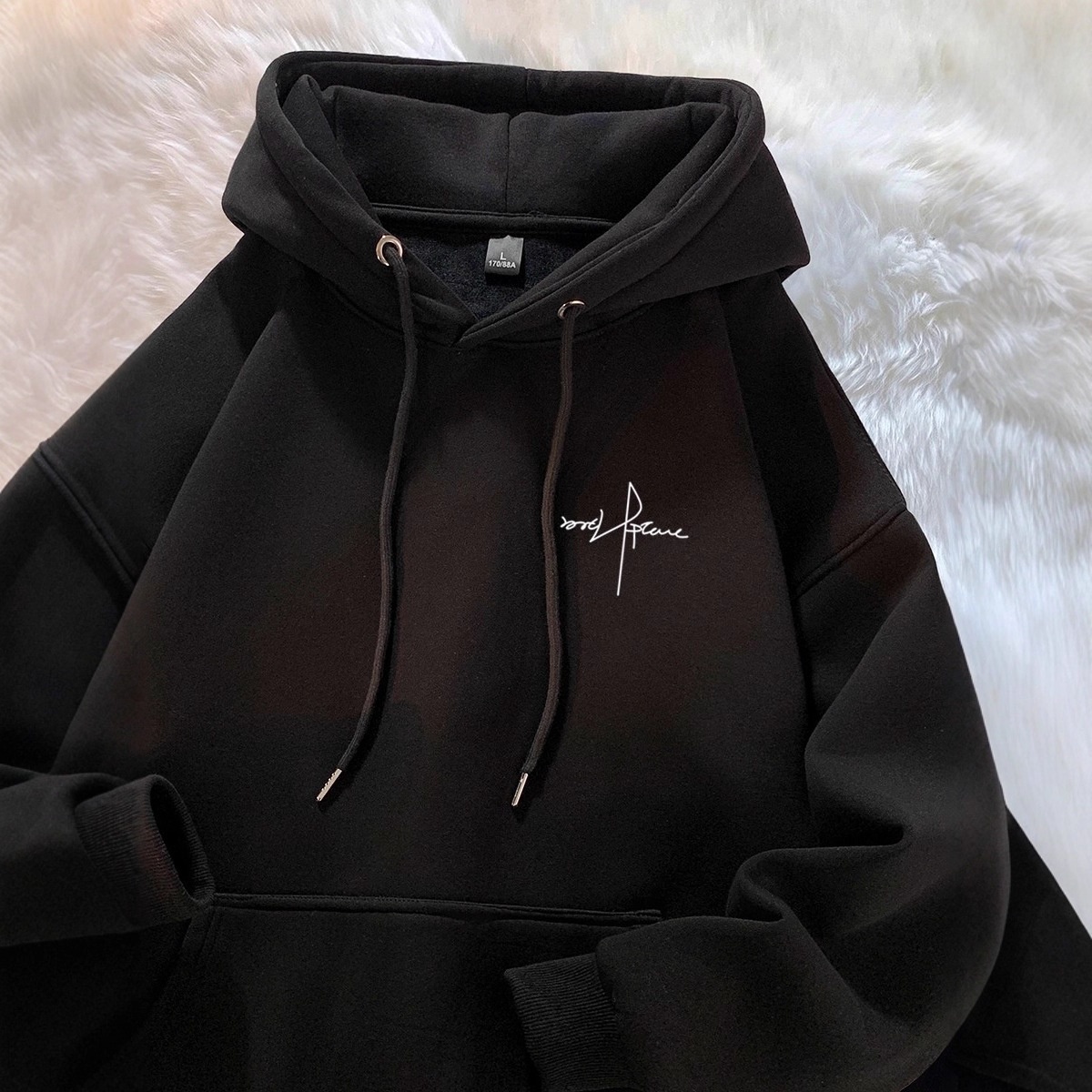 Pulse Men's Hooded Sweatshirt Autumn Winter Fleece Lined Thick Versatile Trendy Brand Letter Print American Style Student Top_voghion.com