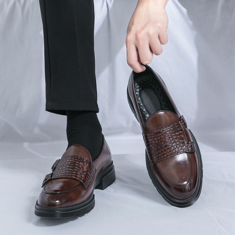 Voyage Vintage Casual Slip-On Herrenschuhe aus Leder mit doppelter Schnalle, Herbst/Winter, spitz zulaufend, Business-Stil, Monk-Schuhe_voghion.com