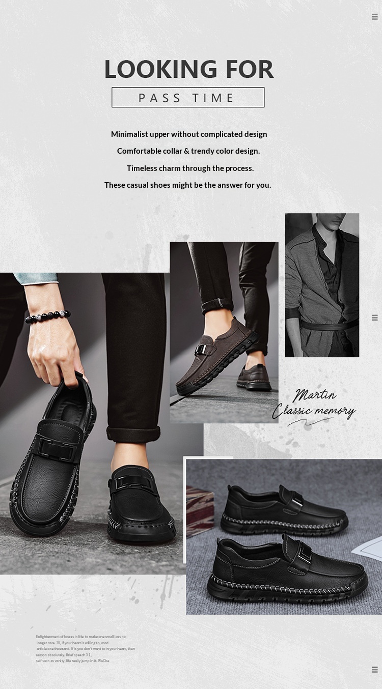 Voyage Cross-Border Export Large Size Hand-Sewn Casual Soft Sole Wide Toe Business Leather Shoes Men's Slip-On Loafers_voghion.com