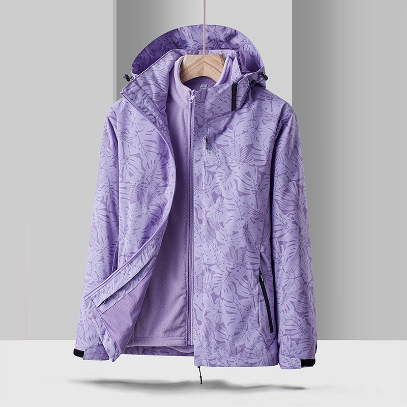 Erkek Çocuk Kadın İlkbahar Sonbahar Kış Üçü Bir Arada Çıkarılabilir Rüzgar Geçirmez Su Geçirmez Yürüyüş Kayak Ceketi Erkek Polar Astarlı Kalınlaştırılmış_voghion.com