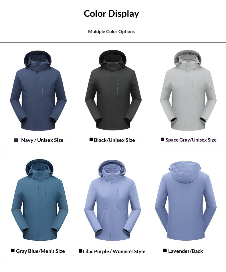 boy Boy New Outdoor Hiking 3-in-1 Jacket Men Windproof Waterproof Solid Color Two-Piece Set Women Coat Group Purchase Label_voghion.com