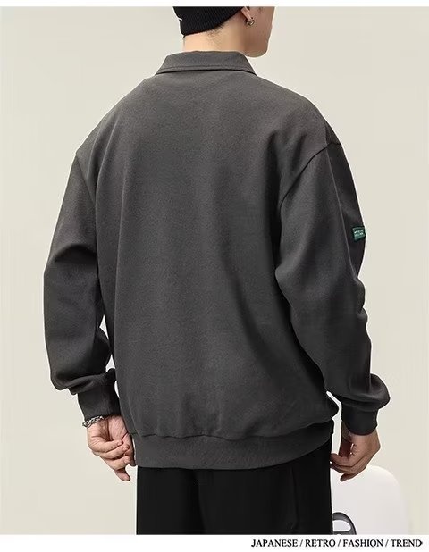 Chłopięca koszulka polo męska American High Street z długim rękawem 2023 Nowa biała kurtka z kołnierzykiem wiosenno-jesienna_voghion.com