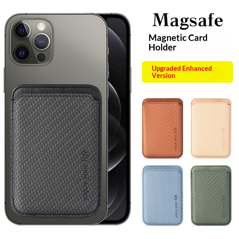 TechGlobe Compatible With Magnetic Fiber Texture Back Sticker IPhone 15 Holder Wallet Style Card Slot Case_voghion.com