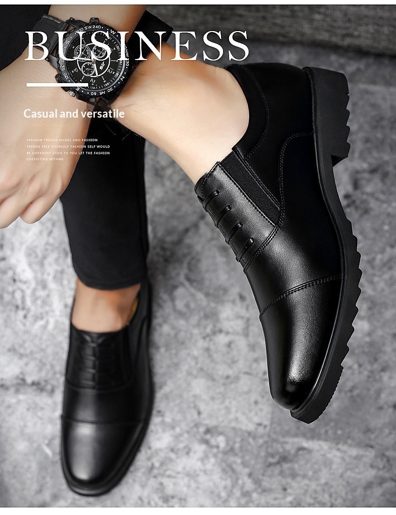 Glide Business Leather Soft Sole Lightweight Office Commute Comfortable Inner Lining Convenient Slip-On Wholesale Men's Shoes_voghion.com