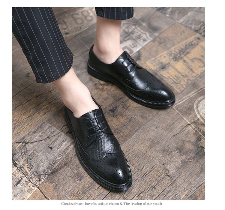 Voyage 2025 New Korean Style Brogue Men's British Business Formal Leather Hairstylist Work Trendy Shoes_voghion.com
