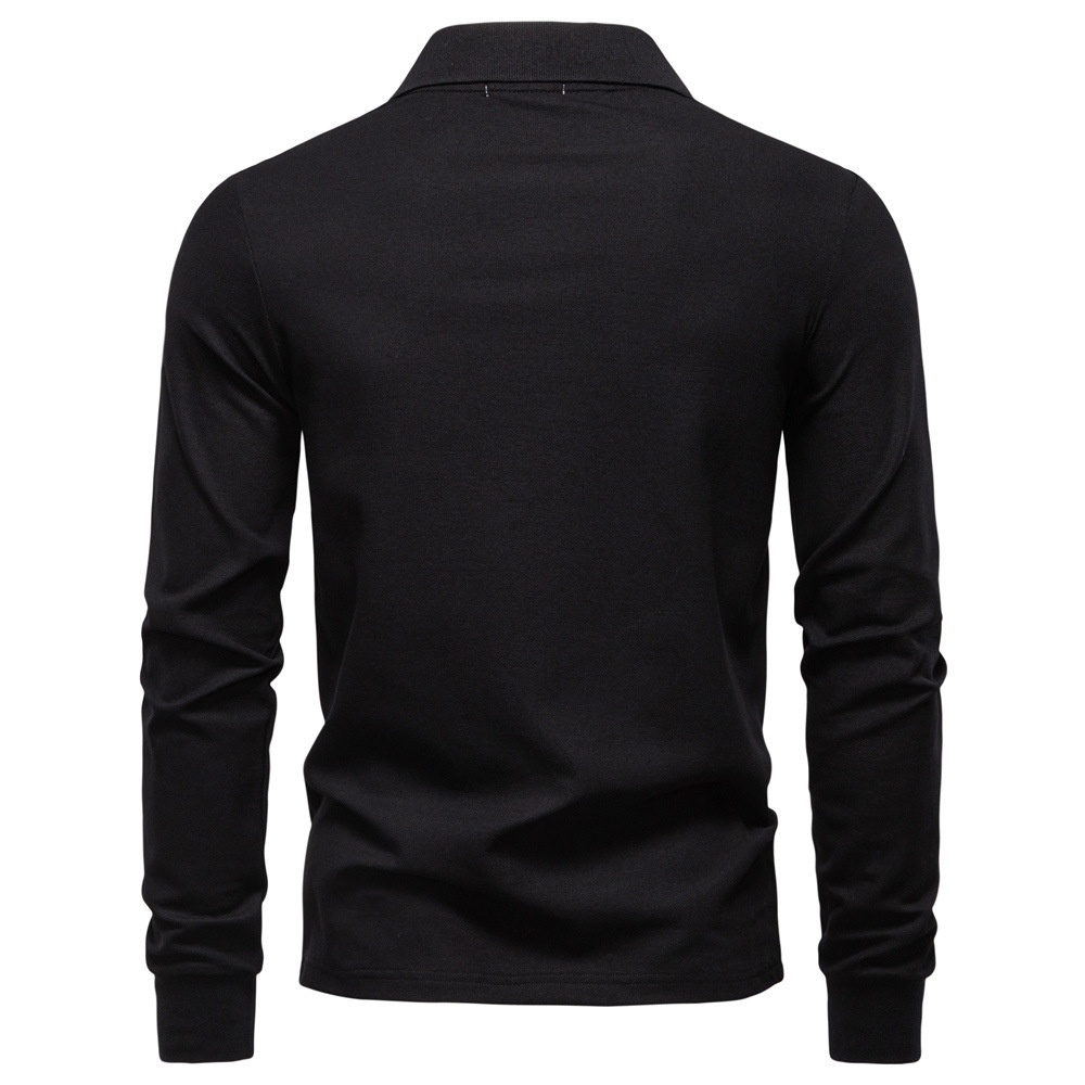 boy Boy POLO Shirt Versatile Top High-quality Polo Men's 2025 Solid Color Autumn Casual Turn-down Collar Long Sleeve_voghion.com