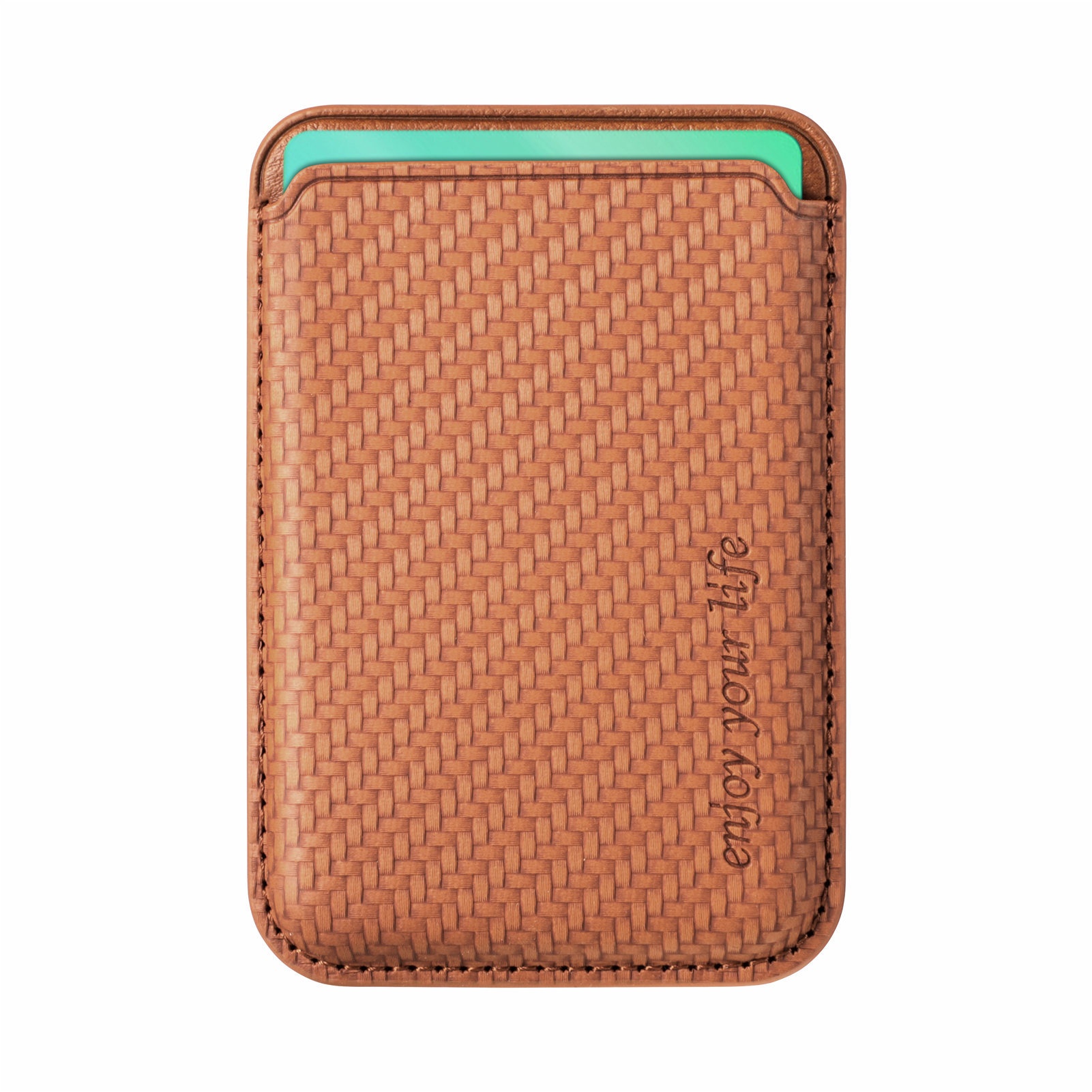 TechGlobe Compatible With Magnetic Fiber Texture Back Sticker IPhone 15 Holder Wallet Style Card Slot Case_voghion.com