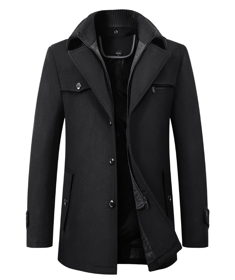 boy Boy 2025 New Woolen Business Casual Fashion Thickened Warm Oversized Men's Trendy Trench Coat_voghion.com