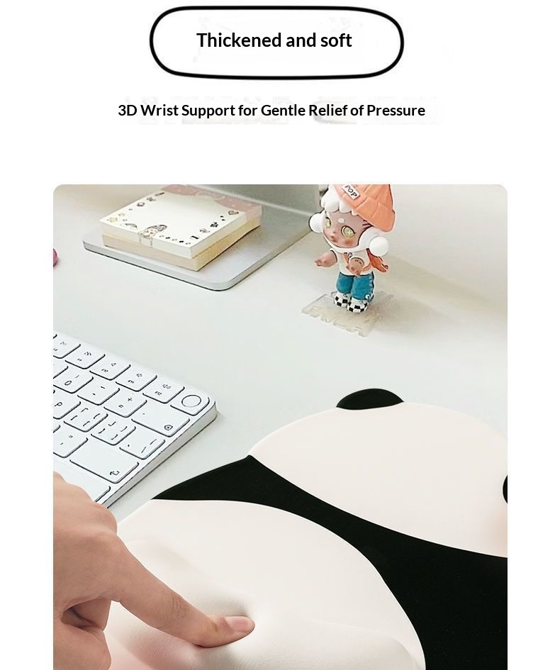 Tapis de souris NeoGear NeoGear NeoGear Panda 3D avec support pour femmes, en mousse à mémoire de forme, pour ordinateur portable ou clavier de bureau, repose-poignets_voghion.com