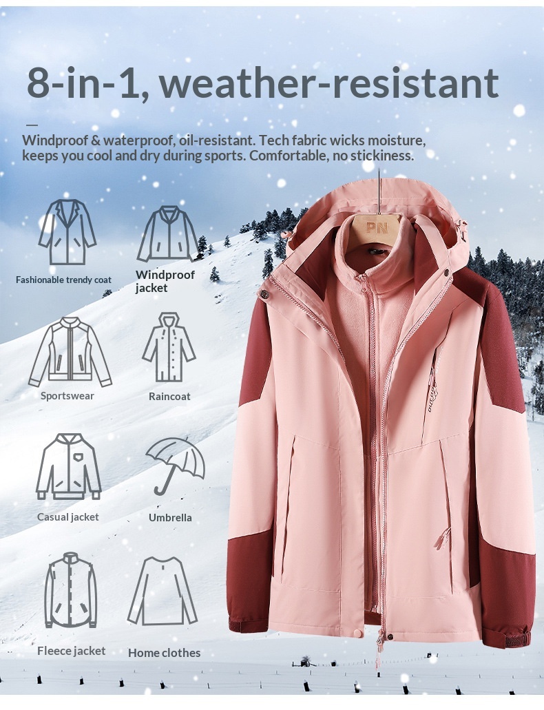 boy Boy Women's Trendy Brand Three-in-One Detachable Two-Piece With Fleece Lining, Thickened Men's Mink Velvet Windproof_voghion.com