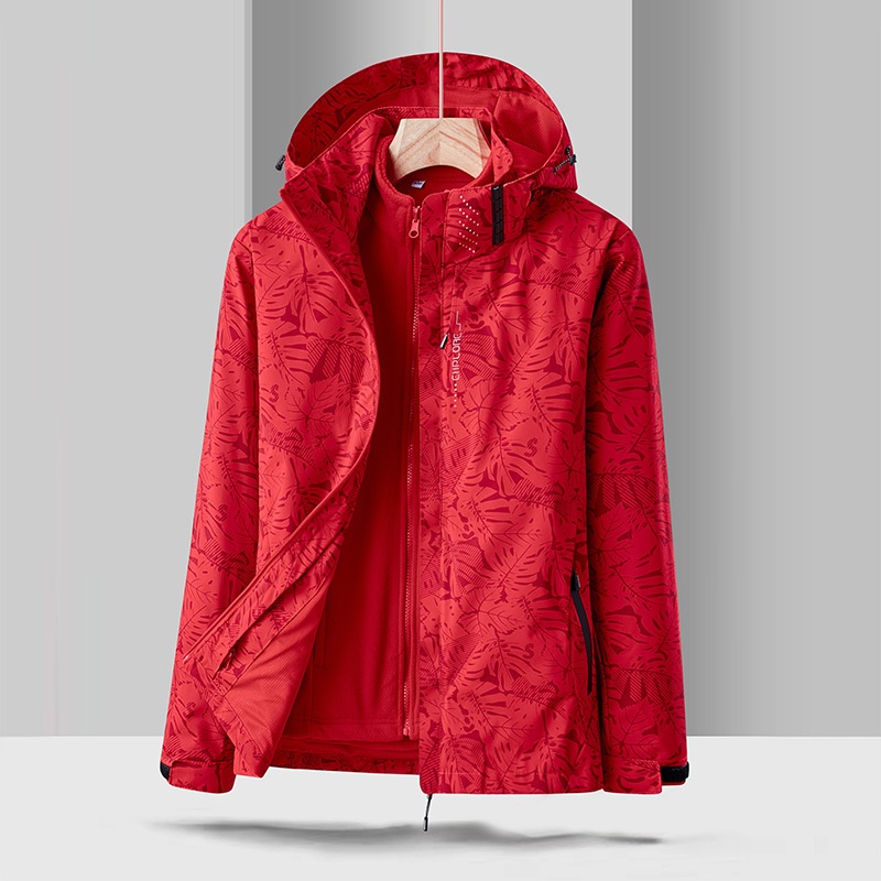 Erkek Çocuk Kadın İlkbahar Sonbahar Kış Üçü Bir Arada Çıkarılabilir Rüzgar Geçirmez Su Geçirmez Yürüyüş Kayak Ceketi Erkek Polar Astarlı Kalınlaştırılmış_voghion.com