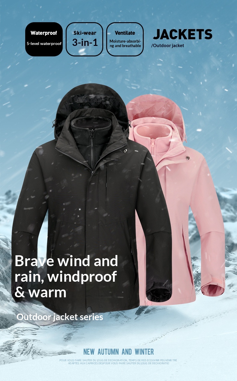 Boy Outdoor 3-in-1 Set für Damen und Herren, Tech Wasserdicht, Winddicht, Temperaturkonstant, Modisch, Verschleißfest,_voghion.com