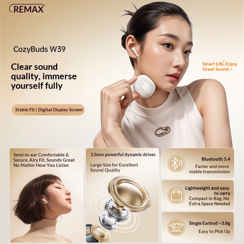 NeoGear NeoGear Remax Display Batteria a lunga durata Bluetooth 5.4 Cellulare Musica Auricolari wireless_voghion.com