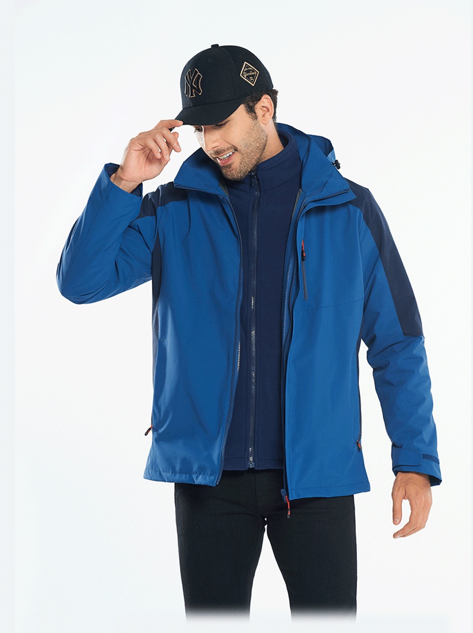 boy Boy Unisex Fleece-Lined Thickened Two-Piece Set Three-in-One Waterproof Breathable Mountaineer Ski Jacket With_voghion.com