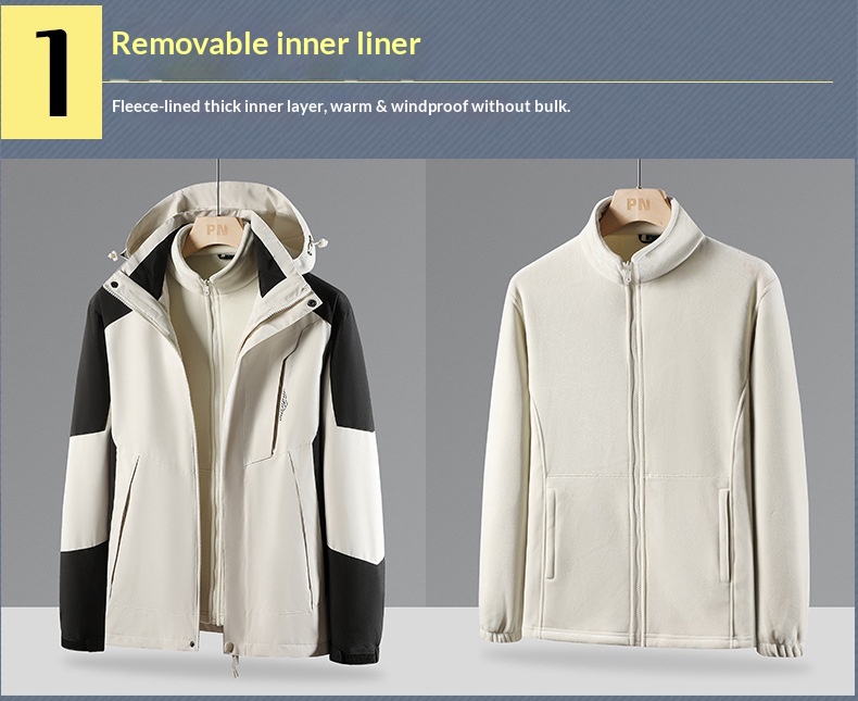 boy Boy Women's Trendy Brand Three-in-One Detachable Two-Piece With Fleece Lining, Thickened Men's Mink Velvet Windproof_voghion.com