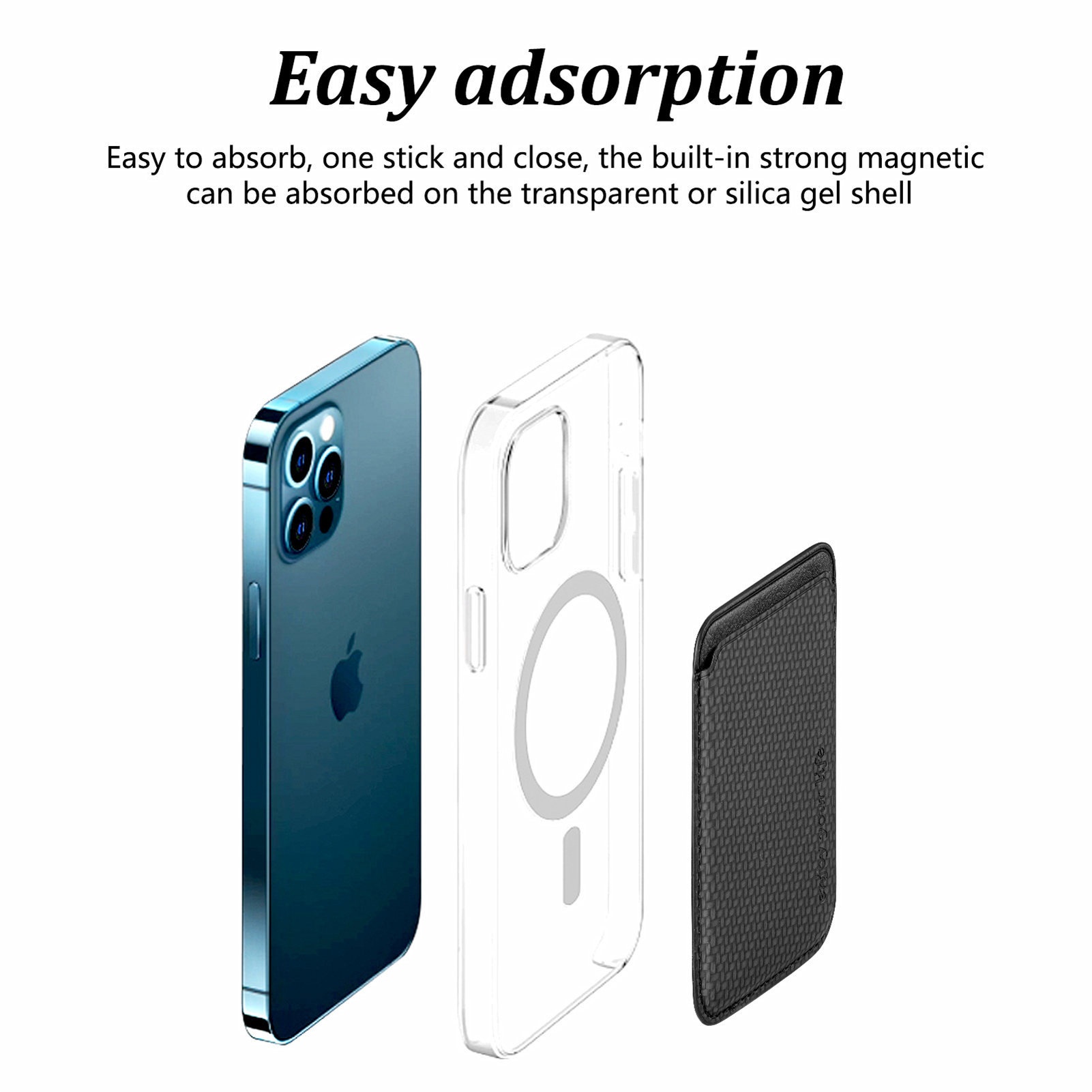 TechGlobe Compatible With Magnetic Fiber Texture Back Sticker IPhone 15 Holder Wallet Style Card Slot Case_voghion.com