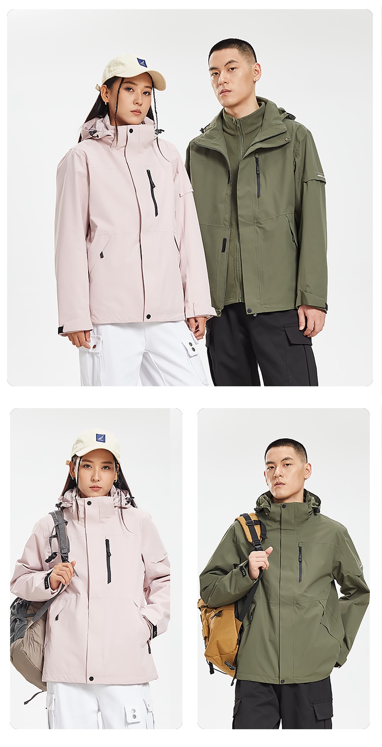 Boy Mouxihe Drei-in-Eins-Jacke im gleichen Stil für Damen und Herren, Outdoor-Camping, winddicht, wasserdicht, Arbeitskleidung, individuell anpassbar_voghion.com