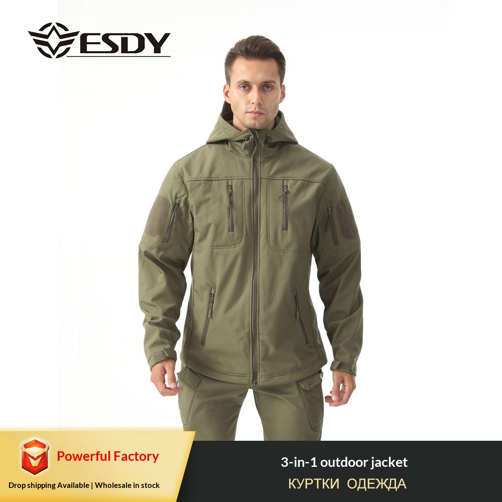 ESDY Softshell-Outdoorjacke für Jungen, Tarnmuster, Thermojacke für Herren, winddicht, ideal zum Radfahren und Wandern._voghion.com