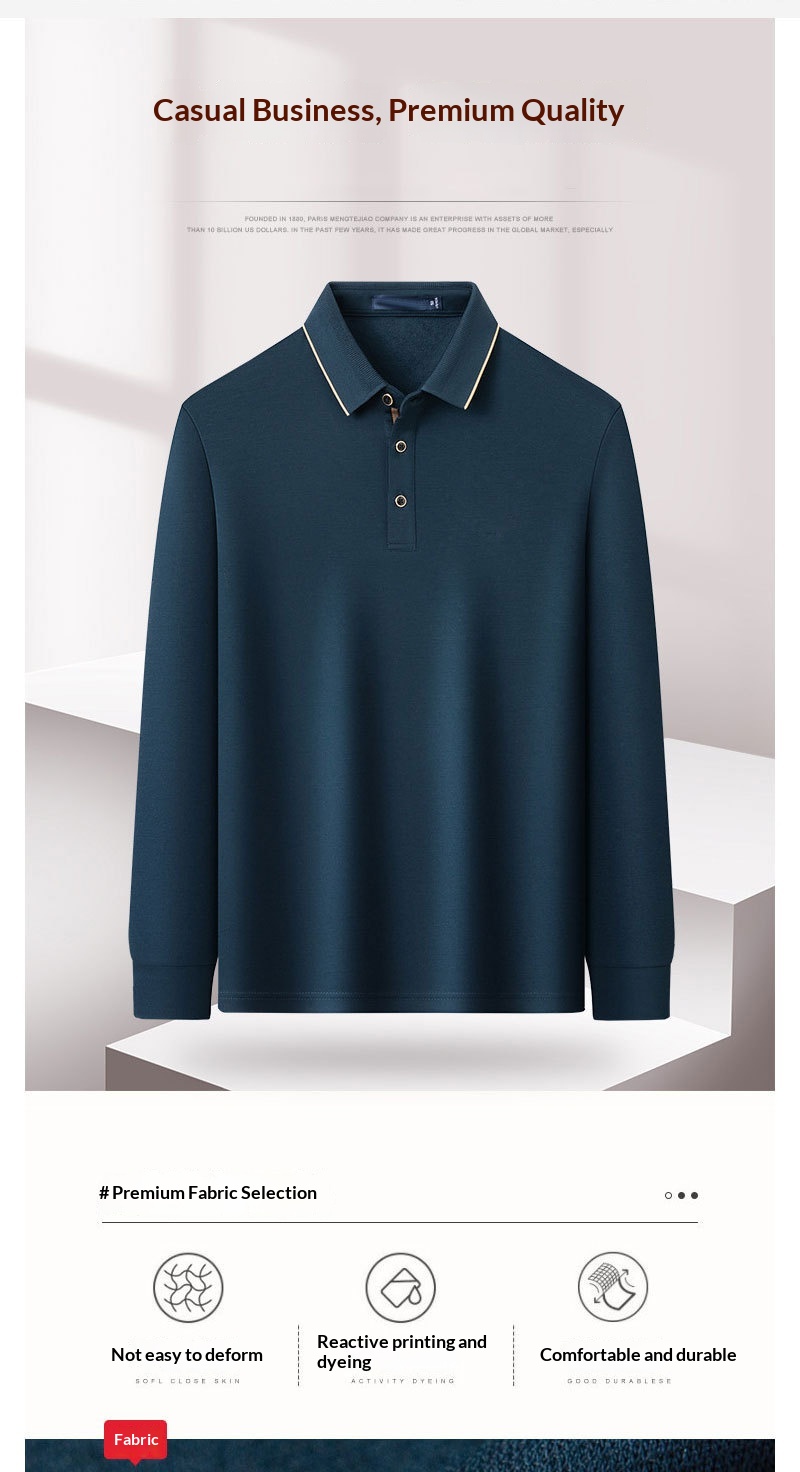 chłopiec Chłopiec Mieszanka wełny Lekka szczotkowana podszewka wewnętrzna Jesień Zima Swobodna męska koszulka polo Długi rękaw Ciepła Wysoka jakość Możliwość dostosowania_voghion.com