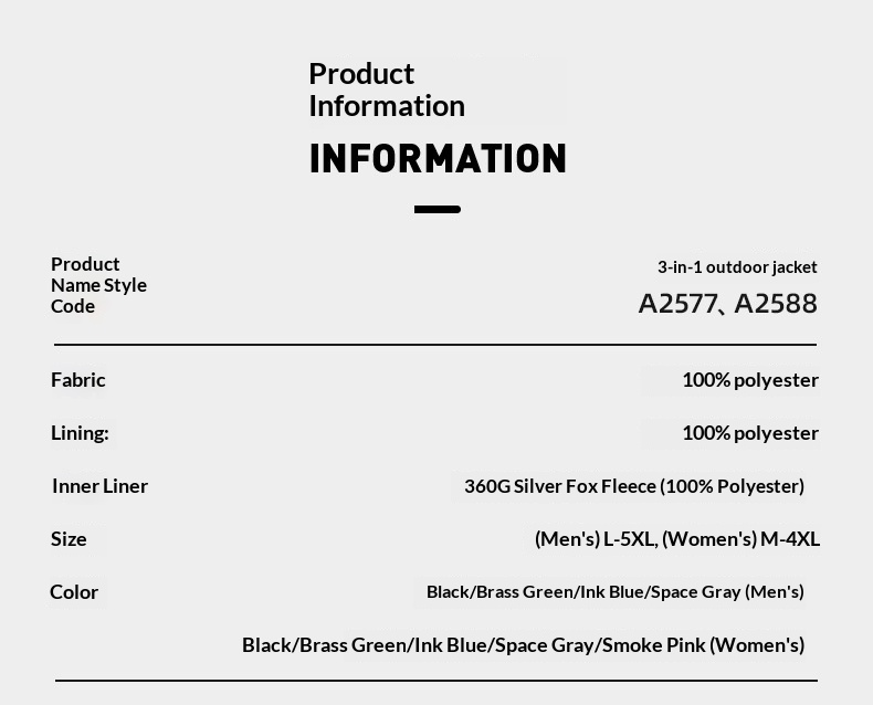Boy Outdoor 3-in-1 Set für Damen und Herren, Tech Wasserdicht, Winddicht, Temperaturkonstant, Modisch, Verschleißfest,_voghion.com