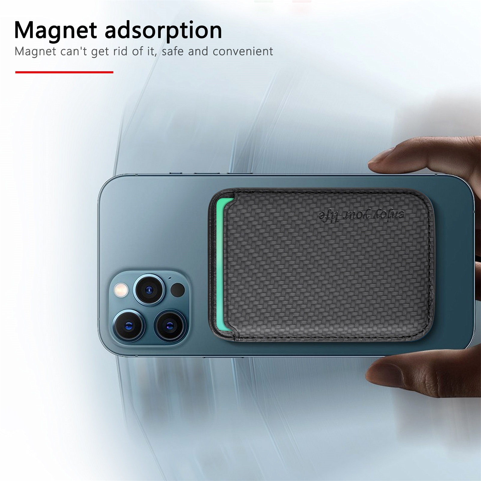 TechGlobe Compatible With Magnetic Fiber Texture Back Sticker IPhone 15 Holder Wallet Style Card Slot Case_voghion.com