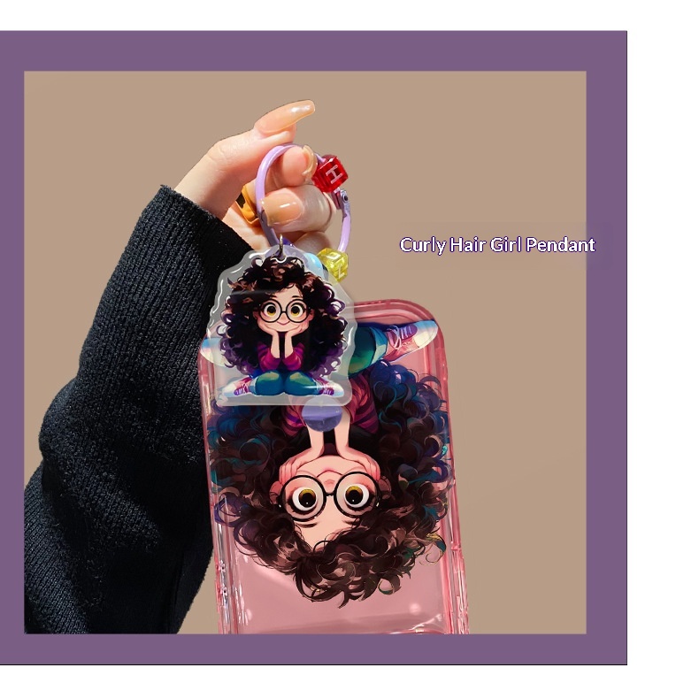 TechGlobe Fluffy Glasses Girl Pendant Compatible With 14pm Phone Case IPhone 15 Flip Mirror 13/12 Transparent 7_voghion.com