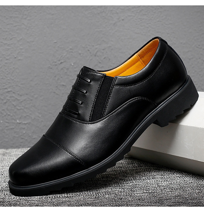 Glide Business Leather Soft Sole Lightweight Office Commute Comfortable Inner Lining Convenient Slip-On Wholesale Men's Shoes_voghion.com