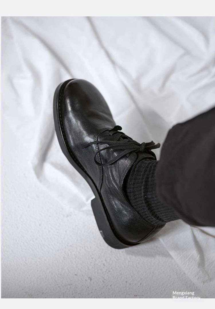 WalkPrime Japanese Retro For Men Dark Black Yamamoto Handmade Trendy Unique Vintage Genuine Leather Soft Cowhide Shoes Summer_voghion.com