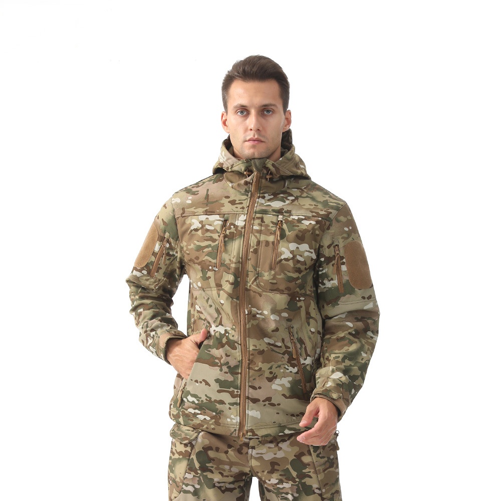 ESDY Softshell-Outdoorjacke für Jungen, Tarnmuster, Thermojacke für Herren, winddicht, ideal zum Radfahren und Wandern._voghion.com