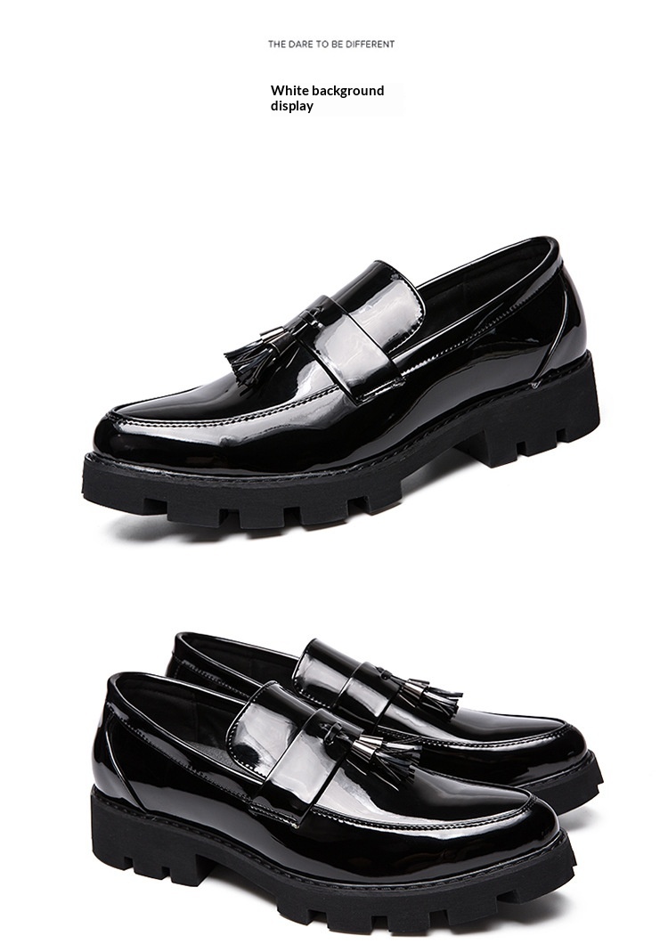 Voyage Tassel Thick-Soled Height-Increasing Men's British Retro Round-Toe Slip-On Loafers Casual Brogue Leather Shoes_vogvips.com