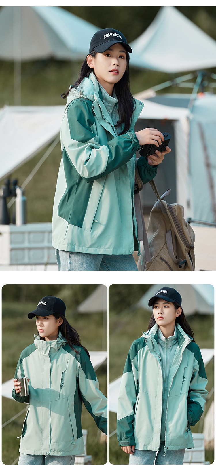 boy Boy Women's 3-in-1 Detachable Two-Piece Jacket Men's Outdoor Hiking Windproof Waterproof Coat For Snow Sports_voghion.com