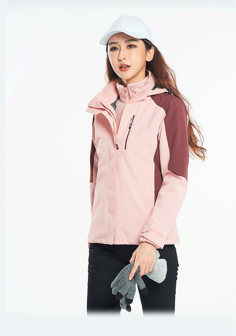 boy Boy Unisex Fleece-Lined Thickened Two-Piece Set Three-in-One Waterproof Breathable Mountaineer Ski Jacket With_voghion.com