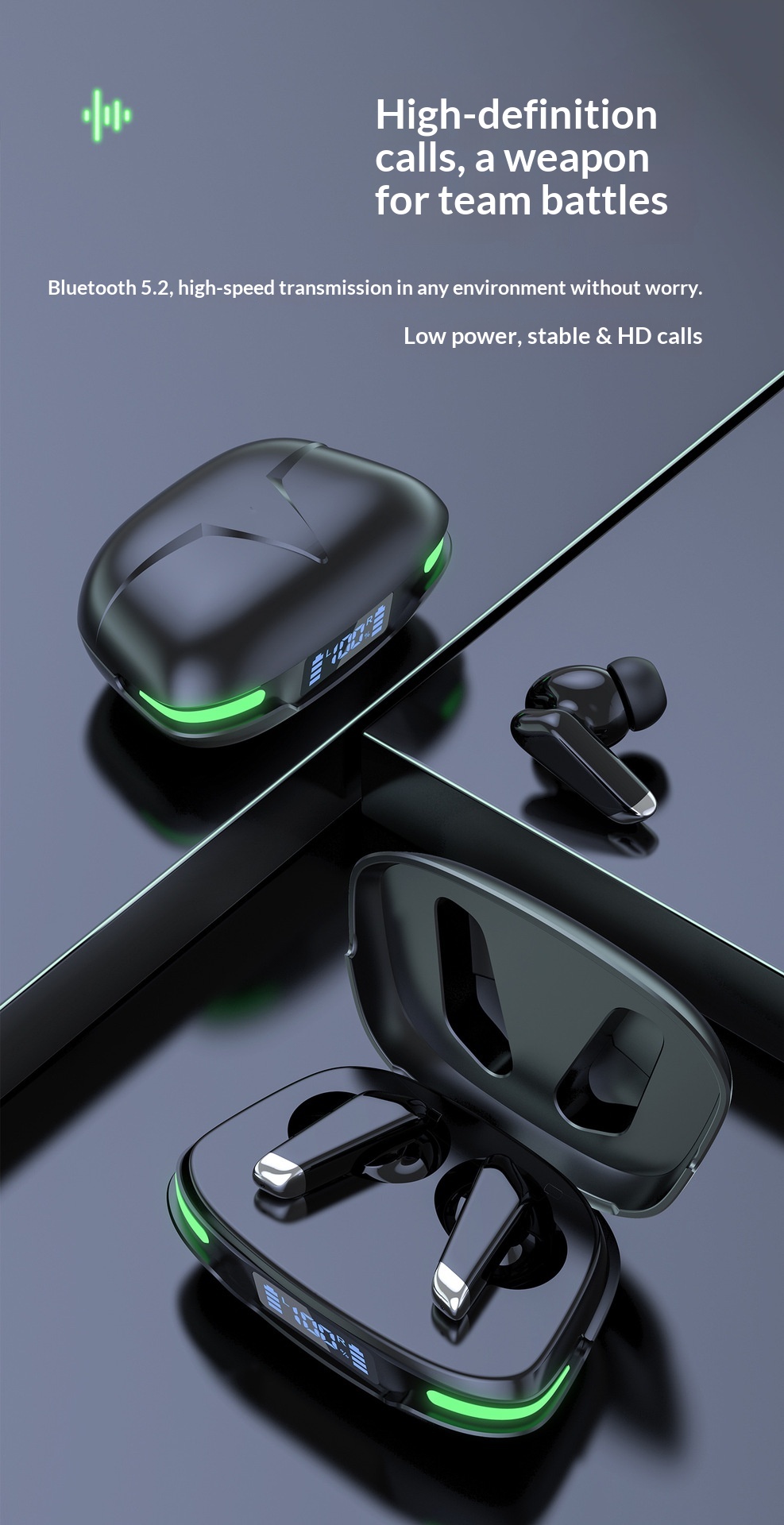 NeoGear NeoGear Cross-border New F9-U26 Wireless LED Smart Display digitale a tre schermi Auricolari Bluetooth touch ad alta qualità del suono_voghion.com