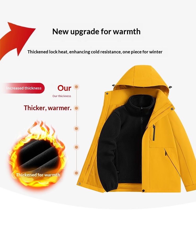 ragazzo Ragazzo Luo Tuo Stesso Stile Rain God Donna Tre in Uno Cappotto Antivento Impermeabile Caldo Tibetano Piccola Taglia Giacca da Trekking Uomo_voghion.com