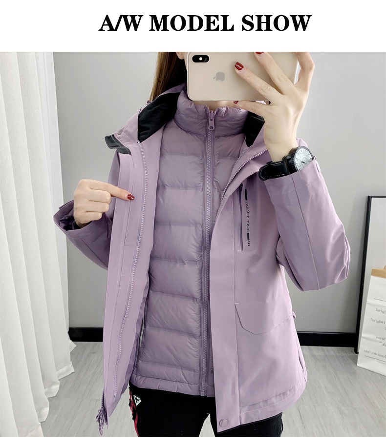 Sommerwanderanzug für Jungen mit Daunenfutter für Herren, Outdoor-Arbeitsbekleidung, wasser- und winddicht, 3-in-1 wasserabweisend_voghion.com